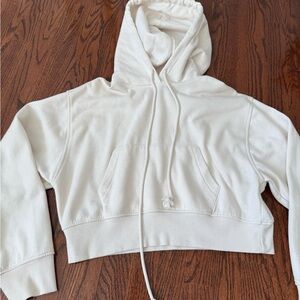 ZARA Girls White Cropped Hoodie sz LARGE